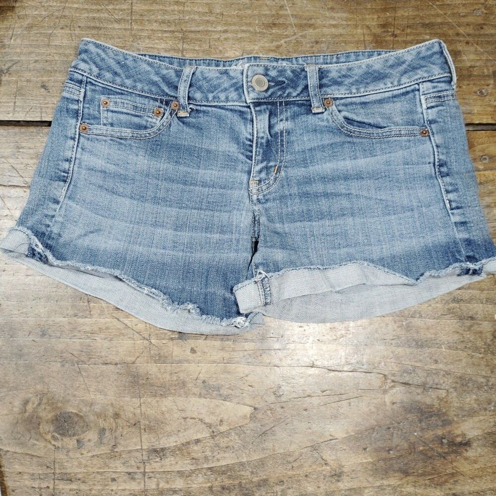 American Eagle Outfitters Denim Shorts Sz 8 Blue Cut Off Style Aerie Low Rise